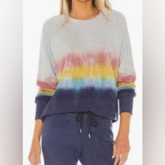 Sundry Revolve Ombré Tie-Dye Crew Neck Pullover Sweatshirt Size 0 - Picture 2 of 7